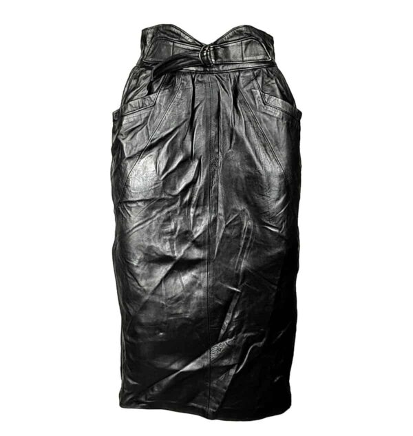 Gonna di pelle nera a tubino