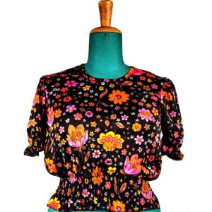 Maglietta anni 70 fantasia a fiori