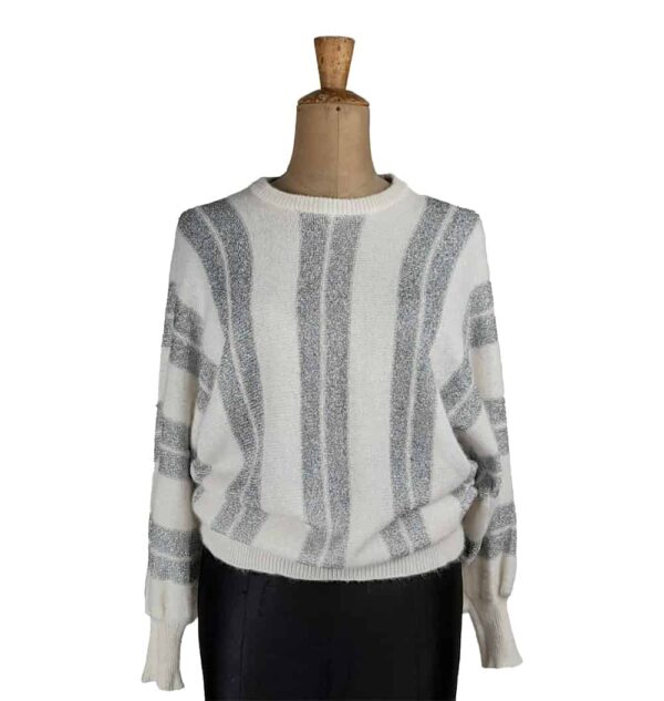 Maglione donna panna e lamé