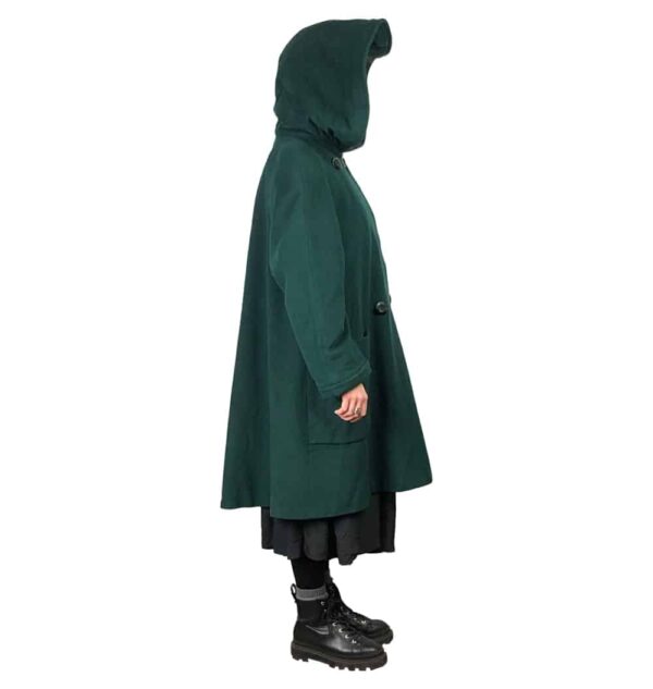 Cappotto verde con cappuccio anni 80