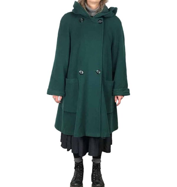Cappotto verde con cappuccio anni 80