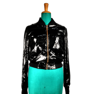 Giacchino in paillettes nere con cerniera
