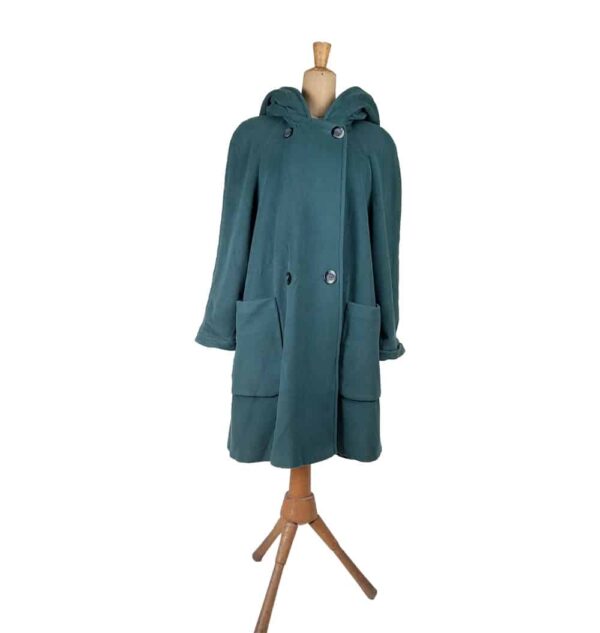 Cappotto verde con cappuccio anni 80