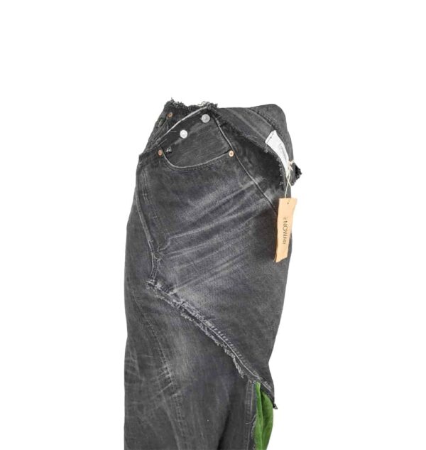 Gonna lunga di jeans riciclato e velluto verde