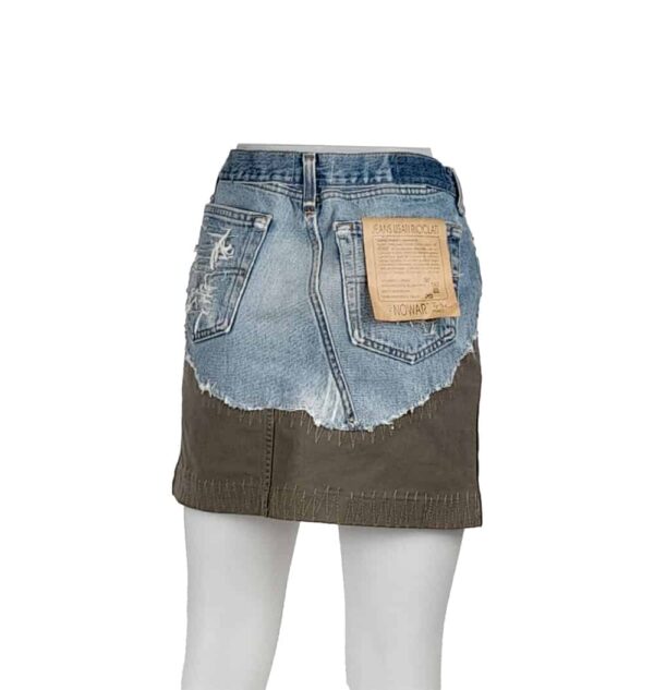Gonna corta jeans+moleskino con fiore