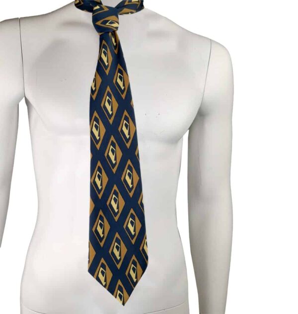 Cravatta fantasia geometrica anni 80 blu.