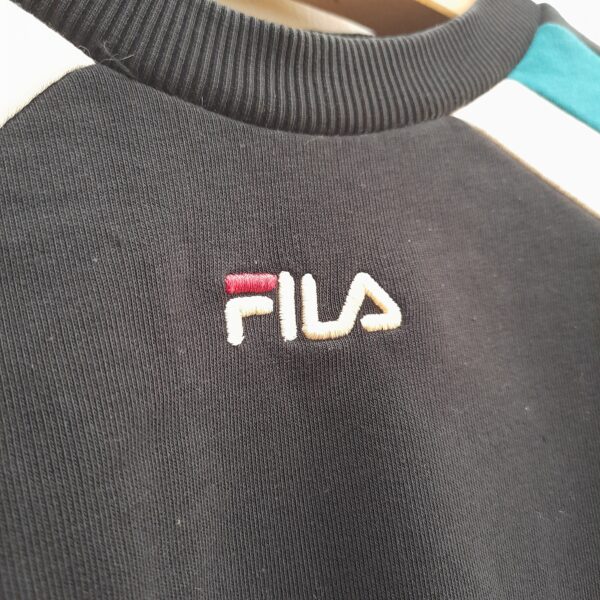 Felpa Fila estiva nera con inserti verde acqua e panna