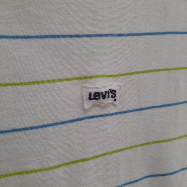 T-shirt Levi's mezza manica cotone 100% bianca a righe azzurre e verdi