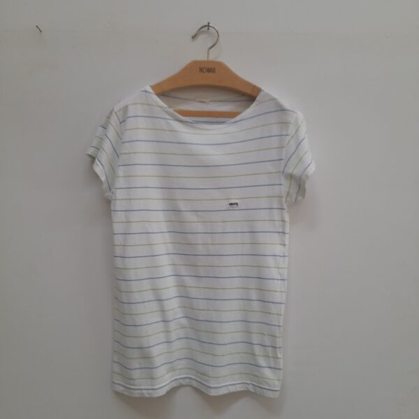 T-shirt Levi's mezza manica cotone 100% bianca a righe azzurre e verdi